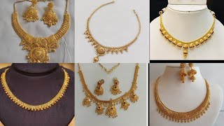 beautiful and simple gold necklace designs for newly bride #goldnecklace #necklace 👑