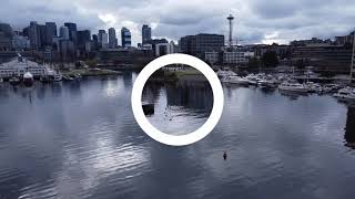 Дрон обикаля езеро (lake Union from above)