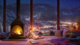 Cozy Winter Ambience - Relaxing Fireplace with Soothing Piano Music / Deep Sleep