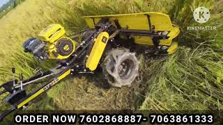 Kisankraft power Reaper machine live demo best' rice cutting machine in india petrol engine high