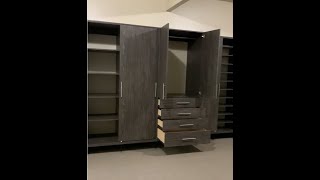 Garage Storage System with Dark Grain Textured Doors & Drawers