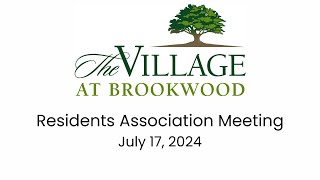 Resident Association Meeting - July 17, 2024