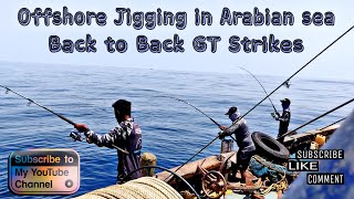 Offshore Jigging in the Arabian Sea back to back strikes of GT Fish#majorcraft Giant Killing PGXX