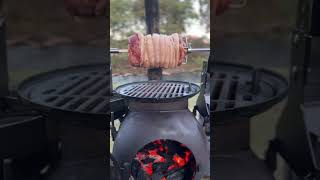 EPIC camp dinner!! Rolled pork belly on the @OzpigAustralia Series 2 Rotisserie! #bbq #shorts