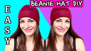 How to Make a Beanie Hat without a Pattern! Sewing Easy DIY Beanie Hat Tutorial -