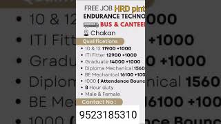 #Today #ENDURANCE Technology Company me urgent Requirement #pune chakan #High salary 20k to 22k ✅💯