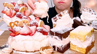 👩🏻‍🍳파블로바 케이크🍰 생크림 크로플 쌀케이크🥛 (ft.내가 만든..) PAVLOVA CREAM CAKE DESSERT MUKBANG