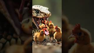 a huge snake eats small cute chickens #animals #funny #midjourney