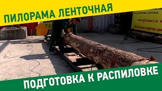 Закрепление  бревна перед распиловкой на пилораме "Тайга Т-1"