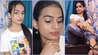 *Using Colorbar Foundation*Western Mansoon Makeup Look🌦️☔/ Blue Eyes & Pink Nude Lips/Pinkis Venture