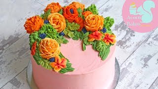 PINK, ORANGE & GREEN BUTTERCREAM FLORAL CAKE TUTORIAL | Lianne La Havas 'Blood' Inspired Cake