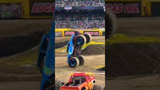 monster truck wall flip jump in monster jam #viral #short #scropio #thar #car