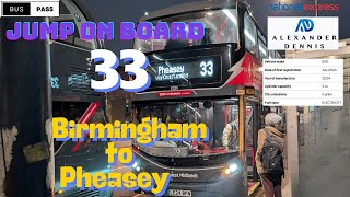 🚌⚡Bus Route 33 from Birmingham to Pheasey | Eco-Friendly Transit:  Clean Energy Bus Tour 🚍