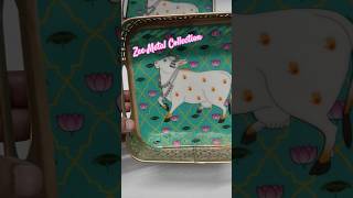 Beautiful Set of 2 Metal Trays with digital Cow Print available at Zee Metal Collection #pichwaiart