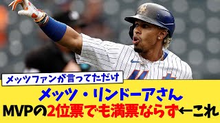 メッツ・リンドーアさん、MVPの2位票でも満票ならず←これ【なんJ プロ野球反応集】【2chスレ】【5chスレ】