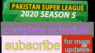 PSL 2020 schedule