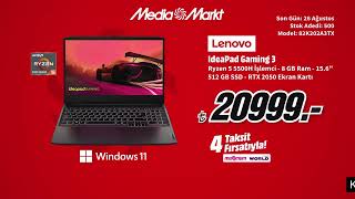 Okul ihtiyaçları sizde, teknolojileri MediaMarkt’ta | Lenovo IdeaPad Gaming 3 Bilgisayar 20.999TL!