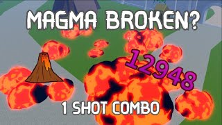 UNSTOPPABLE Magma One Shot Combo (Blox Fruit Roblox)