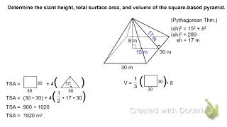 Volume and Total Surface Area of Pyramids