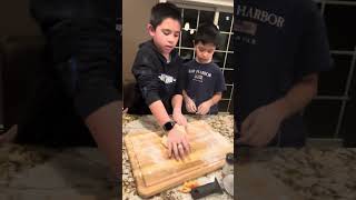 Danny Boy helping with the bread kneading