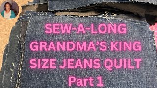 SEWING MY MOM’S  KING SIZE DENIM QUILT PT1 | CREATE & CHAT  8/15/2024 💜💜💜 #jeans #art #crafts #diy