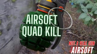 Airsoft Game Play Quad Kill with my favorite Valken Grenade