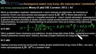 Zadania z fizyki - fpr401 - Miony (3 pkt) CKE Czerwiec 2012 / A1