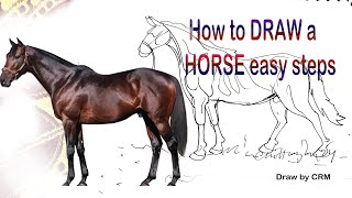 How to draw a horse with easy steps #howtodraw #horsedrawing #drawing #horseart #artvideo #draw #art