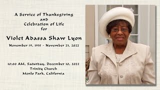 Memorial Service for Violet Adassa Shaw Lyon