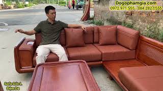 sofa gỗ kết hợp với đệm da cao cấp | Đồ Gỗ Phạm Gia