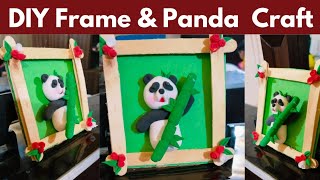 DIY Popsicle Stick Photo Frame and Clay Panda Craft