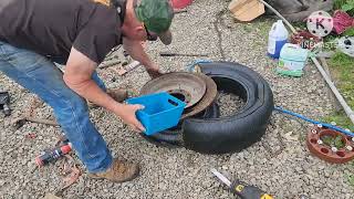 New tires for my Toyota skid steer and removing a foam filled tire