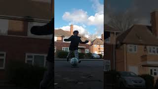 Play football 9 year old boy vs his little brother which he is 8 years old