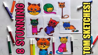 8 STUNNING T"O"M SKETCHES SO EASY TO DRAW | TALKING TOM? NO.....JUST TOM! | SUNDAY AC CHANNEL