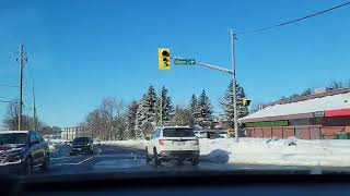 Driving on John St Ontario after Snowfall / Can in Canada