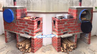 Multi-purpose smoke-free wood stove _ Creative ideas from cement and non iron barrels