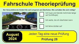 🚘 Führerschein Theorieprüfung Klasse B 🚗 August 2024 - Prüfung 28 🎓📚