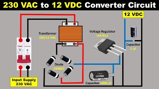 AC to DC Converter Circuit Diagram with voltage regulator for 12v Battery Charger@TheElectricalGuy