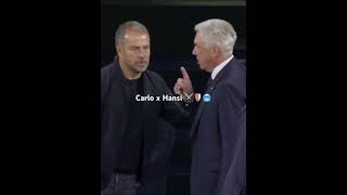 HANSI Flick vs Carlo Ancelotti ⚔️🥶 who will win battle 🥊😅 #fcbarcelona #laliga #realmadrid #messi