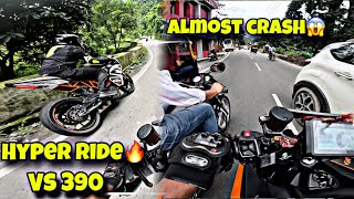 Hyper ride 390 vs 250 🔥| Almost crash😱 #crash #viralvideo #foryou