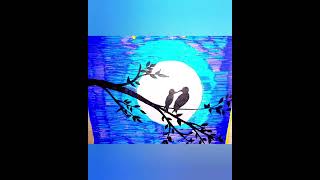 love birds with moon light #artwork #viral #viralart #viralshorts #birds #love #stutas