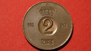 Coin Sweden. 2 Öre. 1954