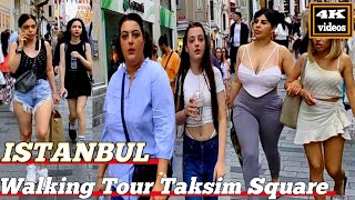 Walking Tour 2023 Istanbul Taksim Square | 4K UHD 60FPS