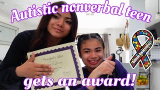 Autistic nonverbal teen receives award + new iPad case! | Autism life with Ashy