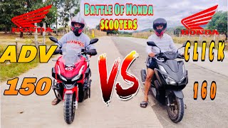 Battle of Honda Scooter | Honda Click 160 vs Honda ADV 150 | Factory Stock