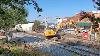 RR Crossing Construction Day 2 & 3-P1Speed Restriction NS Leaders #4311 / #9877 / #3655 Passing thru