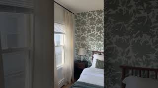 Airbnb bedroom reveal with floral wallpaper 👌 #bedroommakeover