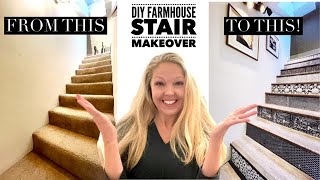 Farmhouse Entryway Makeover | DIY Staircase Remodel | Farmhouse Stairs | Stairway Remodel Tutorial