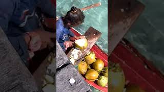 Mabul girl selling coconut on her sampan