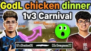 Godlike intcnse chicken binner 🔥 Clutchgod pura 1v3 Carnival gaming 🥵